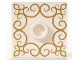Part No: 87580pb002  Name: Plate, Modified 2 x 2 with Groove and 1 Stud in Center with Gold Filligree Pattern