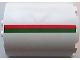Part No: 87926pb001L  Name: Cylinder Half 3 x 6 x 6 with 1 x 2 Cutout with Red and Green Stripes Pattern Model Left Side (Sticker) - Set 7939