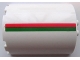 Part No: 87926pb001R  Name: Cylinder Half 3 x 6 x 6 with 1 x 2 Cutout with Red and Green Stripes Pattern Model Right Side (Sticker) - Set 7939
