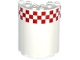 Part No: 87926pb008  Name: Cylinder Half 3 x 6 x 6 with 1 x 2 Cutout with Red and White Small Checkered Pattern, 16 Squares Per Row (Sticker) - Set 60104
