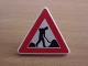 Part No: 892pb009  Name: Road Sign 2 x 2 Triangle with Clip with Worker and 2 Piles Pattern