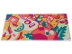 Lot ID: 405816980  Part No: 90498pb41  Name: Tile 8 x 16 with Bottom Tubes, Textured Surface with Graffiti Art, Dark Turquoise 'LIANN' and Leaves, Guitar, Yellow Saxophone, Musical Notes, Game Controller Pattern