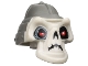 Part No: 93065pb01  Name: Minifigure, Head, Modified Skull with Red Eyes, Dark Bluish Gray Helmet, and Monocle Pattern