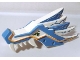 Part No: 93070pb01  Name: Dragon Head (Ninjago) Jaw Upper with Medium Blue Sections and Orange Stripes Pattern