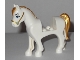 Part No: 93083c01pb15  Name: Horse with 2 x 2 Cutout with Medium Blue Eyes and Face Decoration, Gold Mane and Tail Pattern