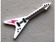 Lot ID: 142271721  Part No: 93564pb02  Name: Minifigure, Utensil Musical Instrument, Guitar Electric 'Flying V' with Dark Pink Lightning Bolt Pattern
