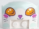 Part No: 93604pb10  Name: Wedge 3 x 4 x 2/3 Triple Curved with Cat Face, Dark Pink Nose and Bright Light Orange Eyes Pattern