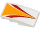 Part No: 93606pb012  Name: Slope, Curved 4 x 2 with Red and Bright Light Orange Stripes Pattern (Sticker) - Set 60019