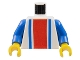 Part No: 973p01c01  Name: Torso Vertical Striped Red/Blue Pattern / Blue Arms / Yellow Hands