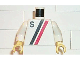 Lot ID: 370414188  Part No: 973p14c01  Name: Torso Town with Letter S and Black and Red Stripes Pattern / White Arms / Yellow Hands