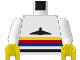 Lot ID: 391145255  Part No: 973p16c01  Name: Torso Airplane Logo with Stripes Pattern / White Arms / Yellow Hands