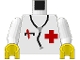 Lot ID: 350765415  Part No: 973p25c01  Name: Torso Hospital Red Cross Shirt and Stethoscope Pattern / White Arms / Yellow Hands