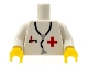Lot ID: 296791765  Part No: 973p25newc01  Name: Torso Hospital Red Cross Shirt and Stethoscope Pattern, Inside with Ribs (Reissue) / White Arms / Yellow Hands