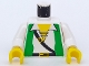 Part No: 973p3cc01  Name: Torso Pirate Green Vest, Open Shirt, and Black Crossbelt Pattern / White Arms / Yellow Hands