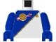 Part No: 973p6cc01  Name: Torso Space Futuron Blue Pattern, Gold Zipper and Classic Logo / Blue Arms / Blue Hands