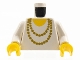 Part No: 973p72c01  Name: Torso Necklace Gold and Yellow Undershirt Pattern / White Arms / Yellow Hands