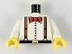 Part No: 973pa1c01  Name: Torso Adventurers Desert Suspenders and Red Bow Tie Pattern / White Arms / Yellow Hands