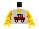 Part No: 973pb0006c01  Name: Torso Town Trucker Red Truck Logo Pattern / Yellow Arms / Yellow Hands