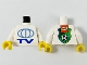 Part No: 973pb0025ac01  Name: Torso TV Globe Big Pattern - LEGO Soccer Logo on Back / White Arms / Yellow Hands