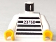 Part No: 973pb0056c02  Name: Torso Jail Stripes with Number 23768 Pattern / White Arms / Yellow Hands