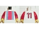 Part No: 973pb0104c01  Name: Torso Soccer Vertical Red and Blue Stripes and Number 11 on Back Pattern / Red Arms / Yellow Hands