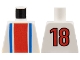 Part No: 973pb0124  Name: Torso Soccer Vertical Red and Blue Stripes and Number 18 on Back Pattern