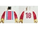 Part No: 973pb0124c01  Name: Torso Soccer Vertical Red and Blue Stripes and Number 18 on Back Pattern / Red Arms / Yellow Hands