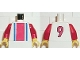 Part No: 973pb0126c01  Name: Torso Soccer Vertical Red and Blue Stripes and Number 9 on Back Pattern / Red Arms / Yellow Hands
