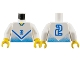 Lot ID: 266200423  Part No: 973pb0168c01  Name: Torso Soccer Blue Chevron, Number 2, and Yellow Neck Pattern / White Arms / Yellow Hands