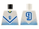 Lot ID: 100939307  Part No: 973pb0172  Name: Torso Soccer Blue Chevron, Number 9, and Yellow Neck Pattern