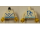 Lot ID: 337454773  Part No: 973pb0216c01  Name: Torso Soccer Blue Chevron, Number 14, and Yellow Neck Pattern / White Arms / Yellow Hands