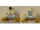 Lot ID: 245125948  Part No: 973pb0217c01  Name: Torso Soccer Blue Chevron, Number 18, and Yellow Neck Pattern / White Arms / Yellow Hands