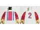 Part No: 973pb0245c01  Name: Torso Soccer Vertical Red and Blue Stripes and Number 2 on Back Pattern / Red Arms / Yellow Hands