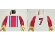 Part No: 973pb0254c01  Name: Torso Soccer Vertical Red and Blue Stripes and Number 7 on Back Pattern / Red Arms / Yellow Hands