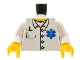Part No: 973pb0409c01  Name: Torso Hospital EMT Star of Life, Open Collar, Buttons, Pocket Pen Pattern / White Arms / Yellow Hands