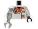 Part No: 973pb0489c02  Name: Torso Agents Villain Jacket with Orange Lapels and Buckle Pattern / White Arm and Black Hand Left / Metallic Silver Mech Arm and Claw Right
