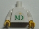 Part No: 973pb0496c01  Name: Torso MD Foods Logo Pattern on Both Sides (Stickers) / White Arms / Yellow Hands