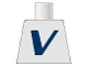 Part No: 973pb0520  Name: Torso with Dark Blue Capital Letter V (Vestas Logo) Pattern (Sticker)