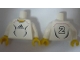 Part No: 973pb0559c01  Name: Torso Soccer Adidas Logo, White and Black No. 2 Pattern (Stickers) / White Arms / Yellow Hands
