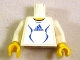 Part No: 973pb0571c01  Name: Torso Soccer Adidas Logo, White and Blue No. 4 Pattern (Stickers) / White Arms / Yellow Hands