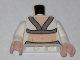 Lot ID: 320204113  Part No: 973pb0595c01  Name: Torso Indiana Jones V-Neck with Silver Trim and Bare Midriff Pattern / White Arms / Light Nougat Hands
