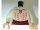 Lot ID: 224567714  Part No: 973pb0602c01  Name: Torso Indiana Jones Female Blouse with Red and Bright Pink Embroidery Pattern / White Arms / Light Nougat Hands