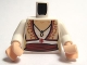 Lot ID: 174865240  Part No: 973pb0644c01  Name: Torso Female Blouse with Keyhole Neckline, Ornate Vest and Red Sash Pattern / White Arms / Light Nougat Hands