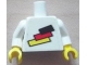 Lot ID: 298347929  Part No: 973pb0774c01  Name: Torso Soccer German National Player, German Flag Sticker Front, Black Number Sticker Back Pattern (specify number in listing) / White Arms / Yellow Hands