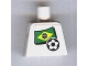 Part No: 973pb0817  Name: Torso Soccer White/Blue Team, Brazilian Flag Sticker Front, Black Number Sticker Back Pattern (specify number in listing)
