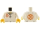 Part No: 973pb0829c01  Name: Torso Ninjago Dark Orange Flower Medallion and Gray Toggle Buttons Pattern / White Arms / Yellow Hands