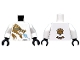 Part No: 973pb0831c01  Name: Torso Ninjago Gold Dragon Front and Gold Lion and 'ZANE' Back Pattern / White Arms / Black Hands