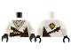 Part No: 973pb0995c01  Name: Torso Ninjago Brown Rope and White Undershirt, Gold Lion on Back Pattern / White Arms / Black Hands