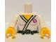 Lot ID: 374442173  Part No: 973pb1158c01  Name: Torso Judo Kimono with Black Belt and Team GB Logo Pattern / White arms / Yellow hands