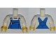 Part No: 973pb1319c01  Name: Torso Overalls Blue with Zippered Front Pocket Pattern / White Arms / Yellow Hands
